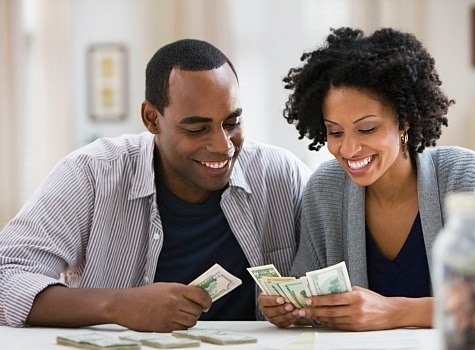 couple counting money