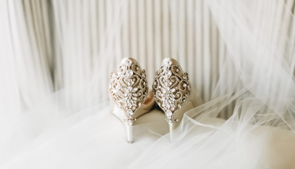 Stunning bridal shoes with a rhinestone embellishment design